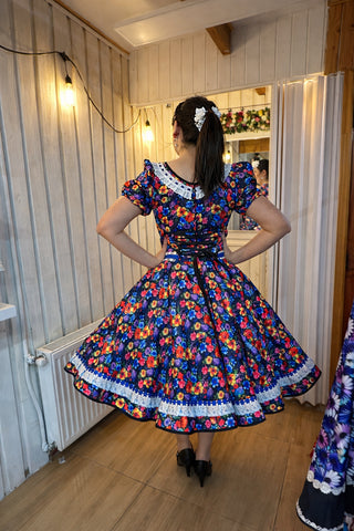 VESTIDO CHINA HUASA TRADICIONAL NEGRO AZUL