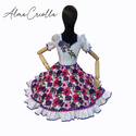 Vestido de china huasa blanco , morado