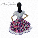 Vestido de china huasa blanco , morado